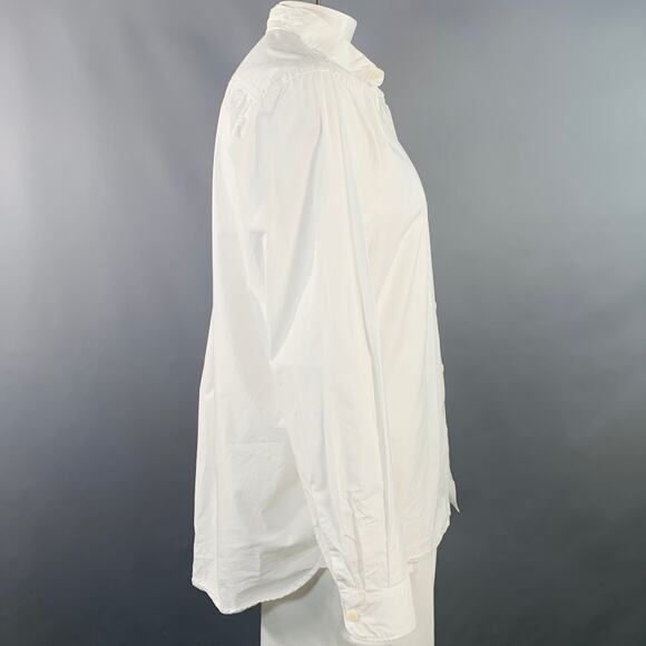 Size XL White Cotton One Pocket Relaxed Fit Long Sleeve Shirt - Picture 2 of 7